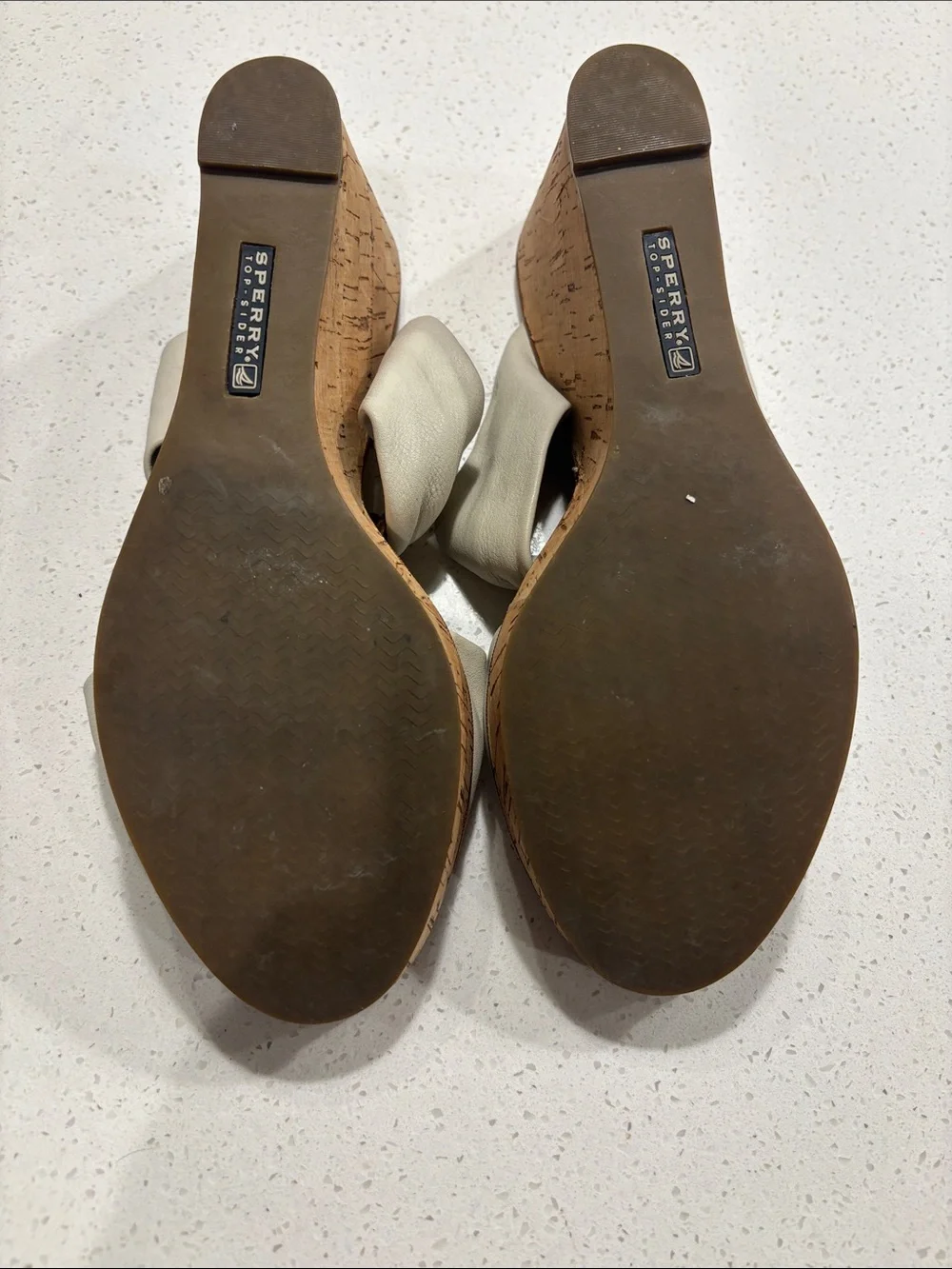 Sperry Cream Braided Bow Cork Wedge Sandals Size 8